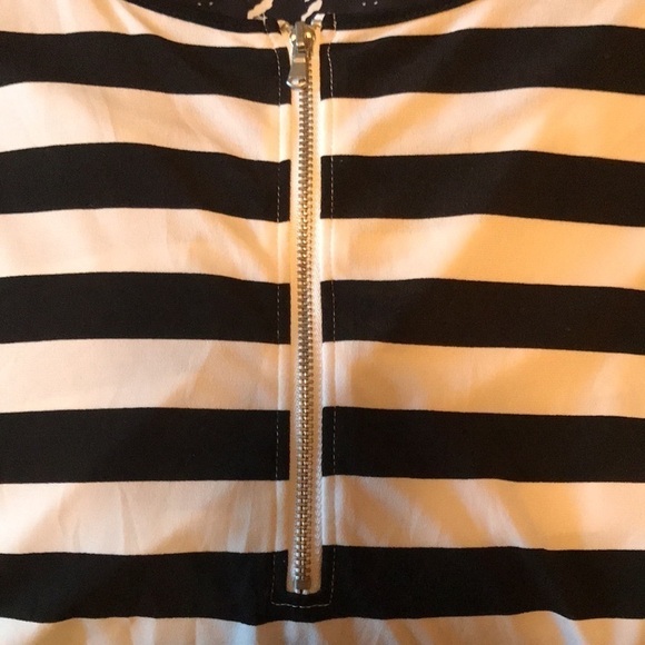 George Sleeveless Women’s Top Black white stripe Sz L Boxy Shape Back zipper - Picture 7 of 9